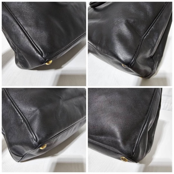 Authentic Prada Saffiano Lux Leather Middle Zip Tote Bag Black - Picture 12 of 14